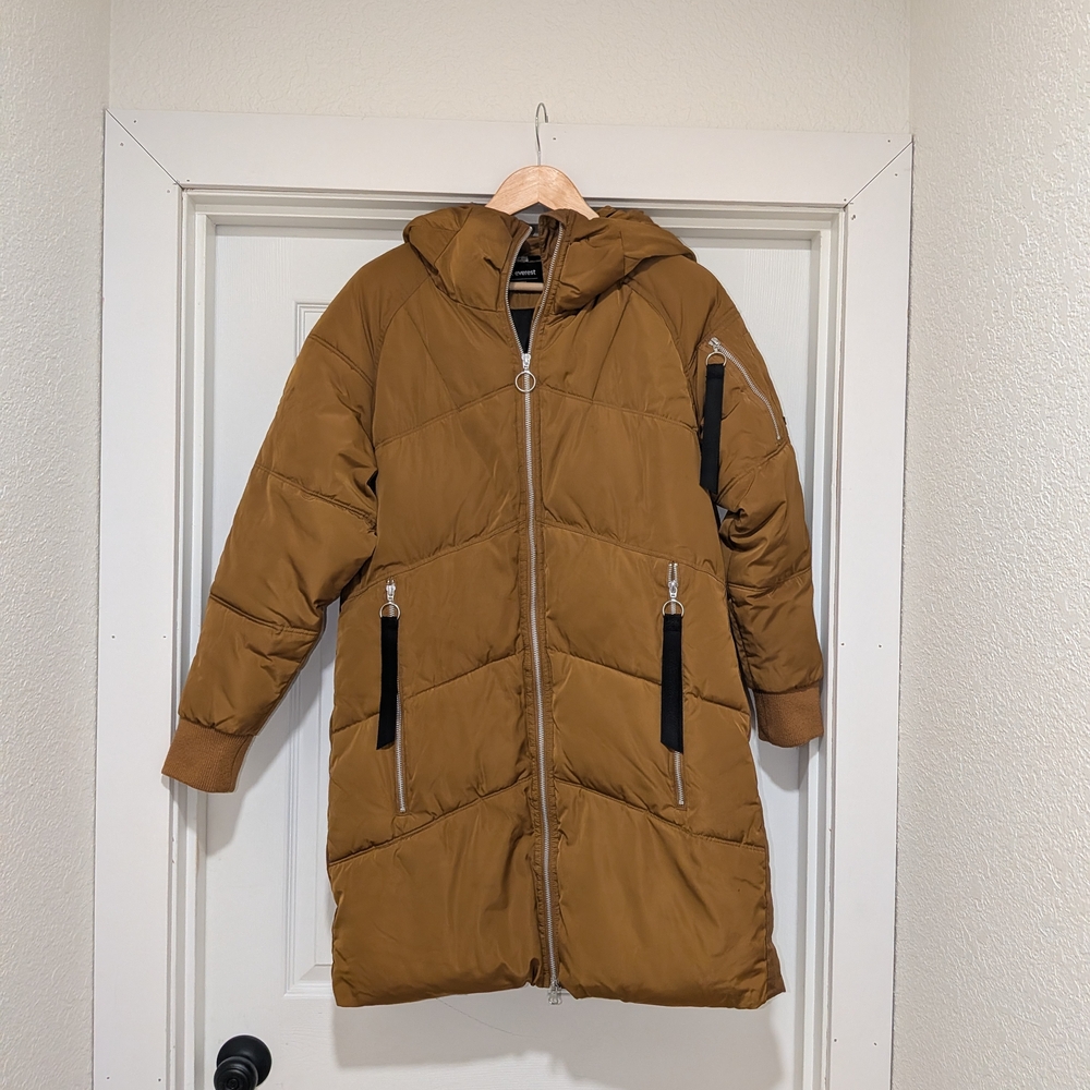 Women's Brown Quilted Hooded Jacket